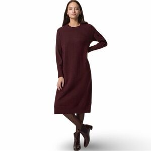 NWT UNIQLO Souffle Yarn Crewneck Sweater Dress in Wine Sz S